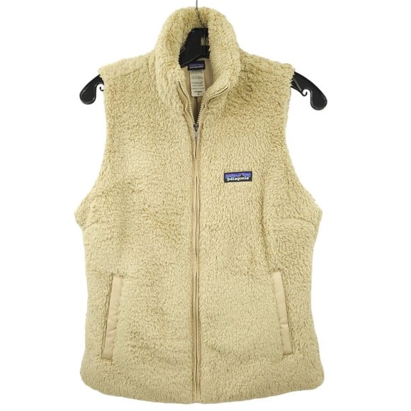 Patagonia Los Gatos Vest Womens Size M High Pile Fleece Full Zip Khaki 25215 - Picture 1 of 12